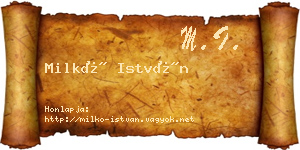 Milkó István névjegykártya